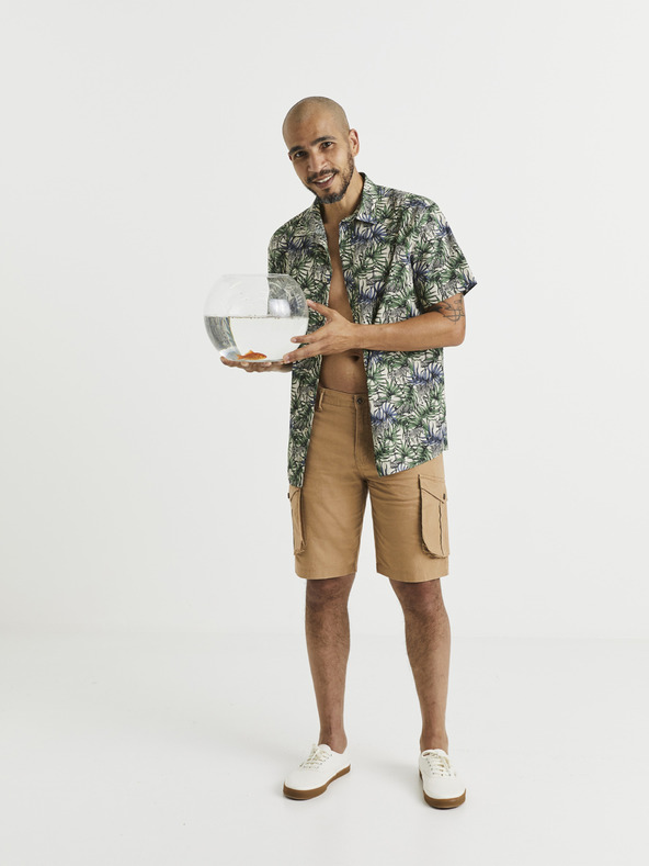 Celio Modro-zelena moška srajca z vzorcem Celio Vawai