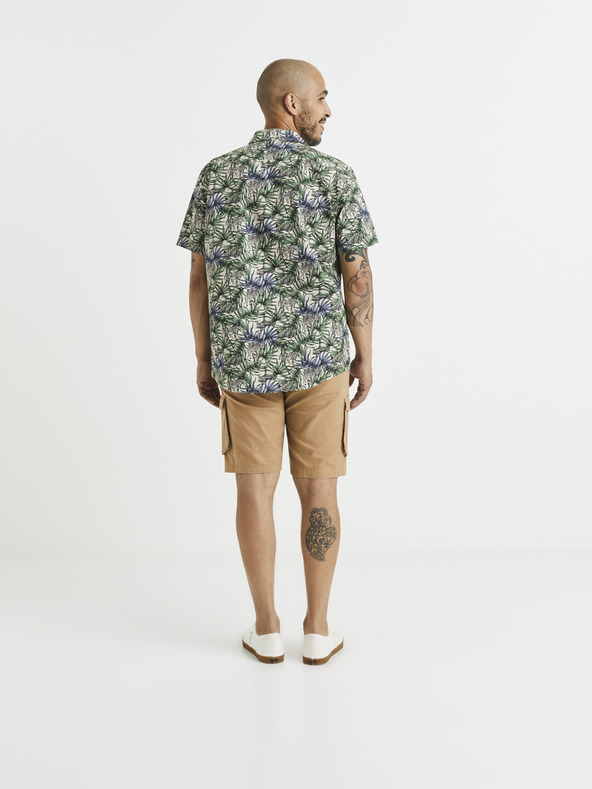 Celio Modro-zelena moška srajca z vzorcem Celio Vawai