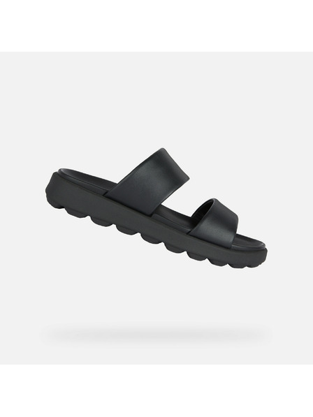 Geox Črni moški usnjeni copati Geox Spherica