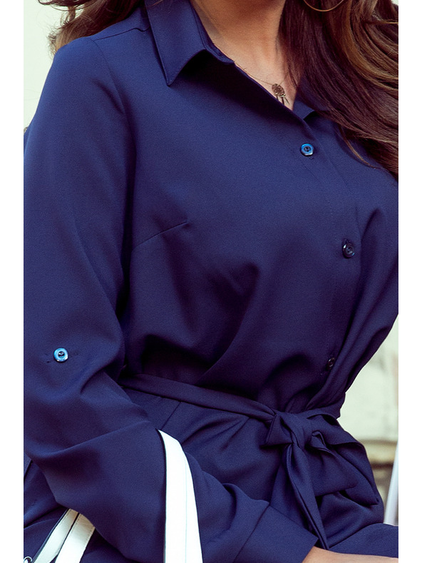 numoco Srajčna obleka z gumbi - temno modra Numoco