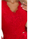 numoco Obleka s čipkastim izrezom z dolgimi rokavi - rdeča Numoco