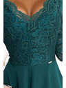 numoco Elegantna čipkasta dolga obleka z dekoltejem - zelena Numoco AMBER