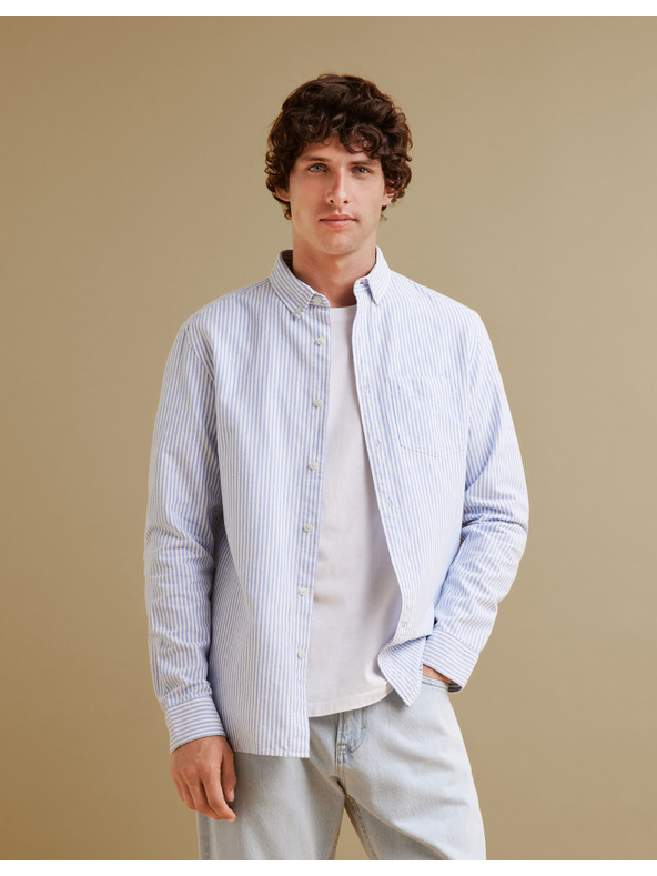 Celio Svetlomodra moška črtasta majica rednega kroja Celio Caoxfordy