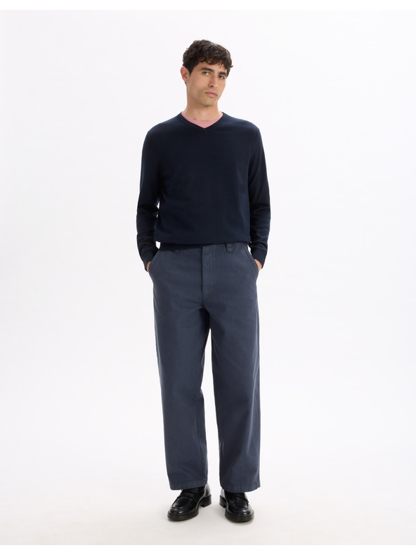 Celio Temno moder moški osnovni pulover Celio Decotonv