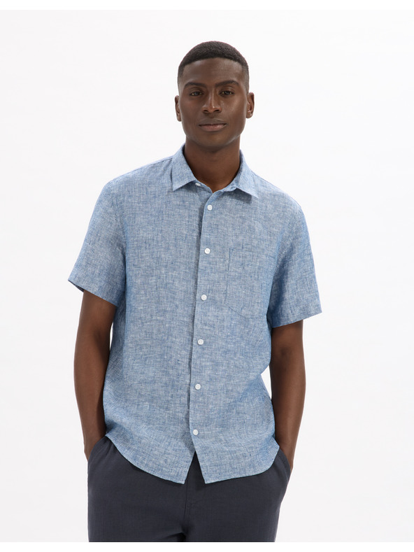 Celio Modra moška platnena majica Celio Damralin