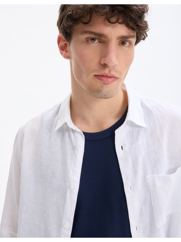 Celio Bela moška lanena srajca Celio Daflix