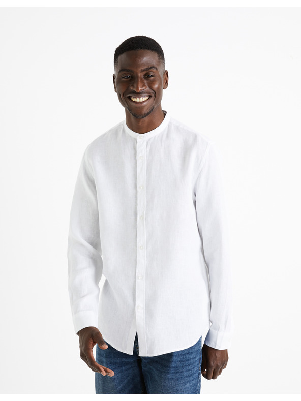 Celio Bela moška lanena srajca Celio Damaolin