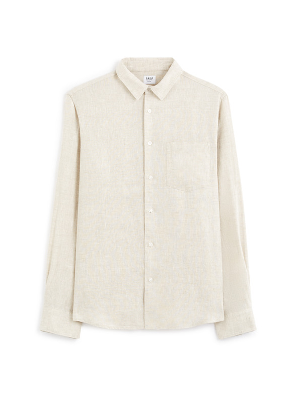 Celio Kremasta moška lanena majica Celio Daflix