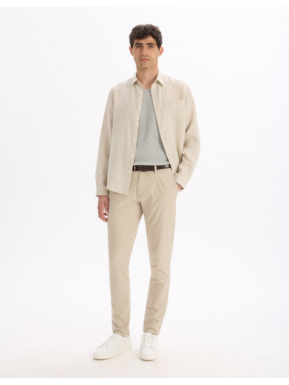 Celio Kremasta moška lanena majica Celio Daflix