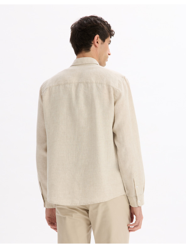 Celio Kremasta moška lanena majica Celio Daflix