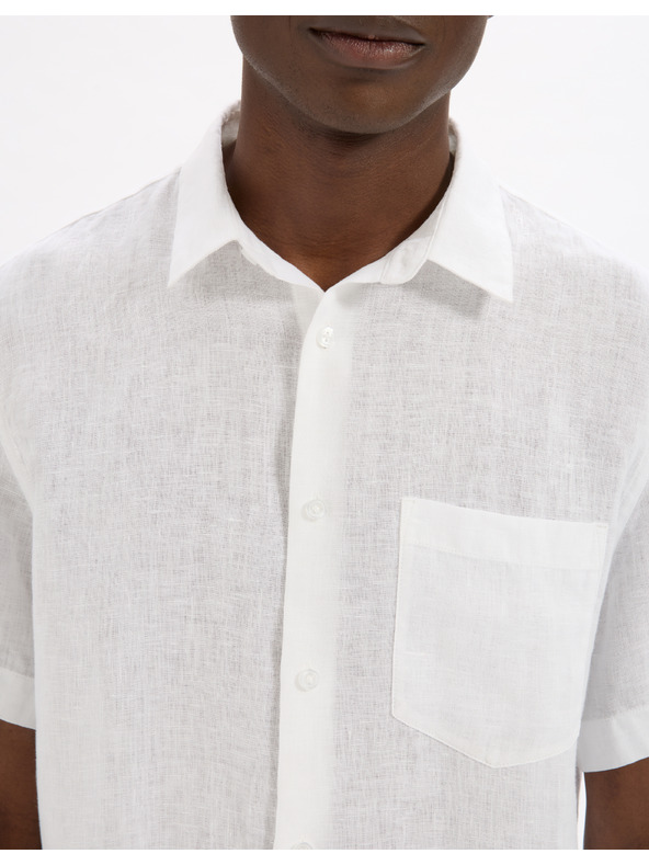 Celio Bela moška lanena majica Celio Damarlin