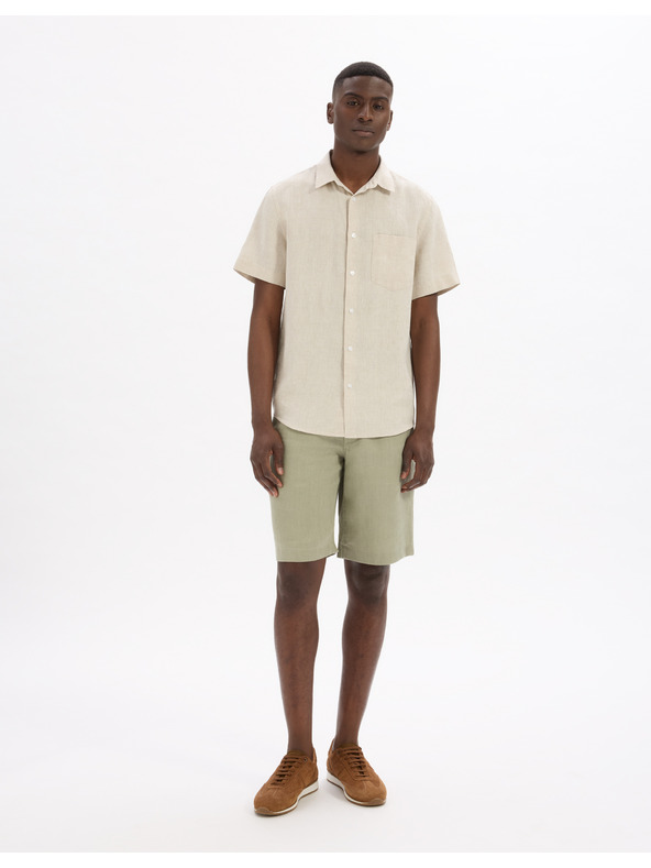 Celio Kremasta moška lanena srajca Celio Damarlin