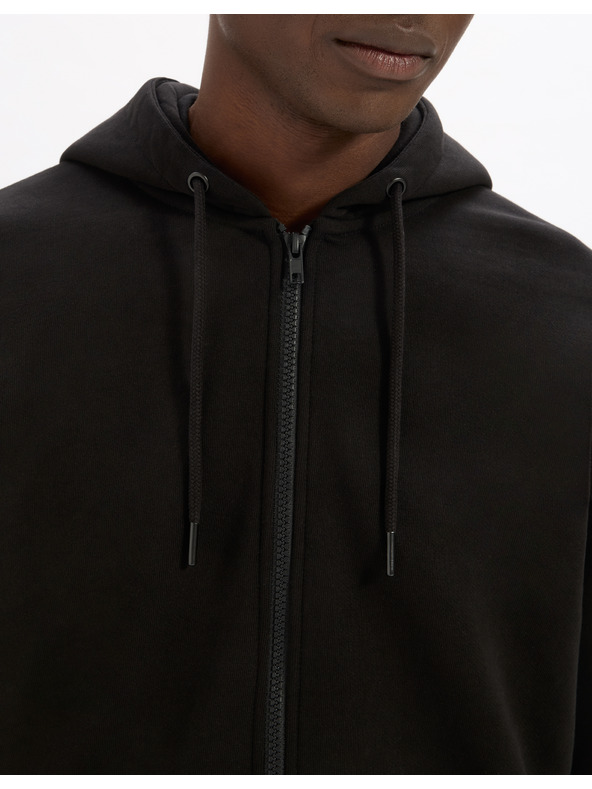Celio Črna moška osnovna jopa s kapuco Celio Fethree