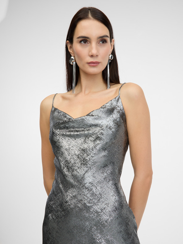 Orsay Srebrna ženska obleka z naramnicami ORSAY