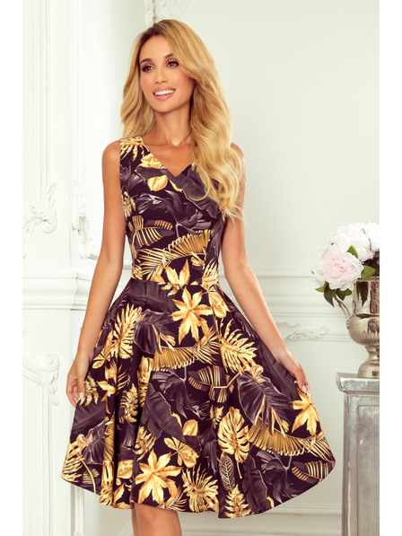 numoco Obleka s sladkim izrezom - zlati listi Numoco