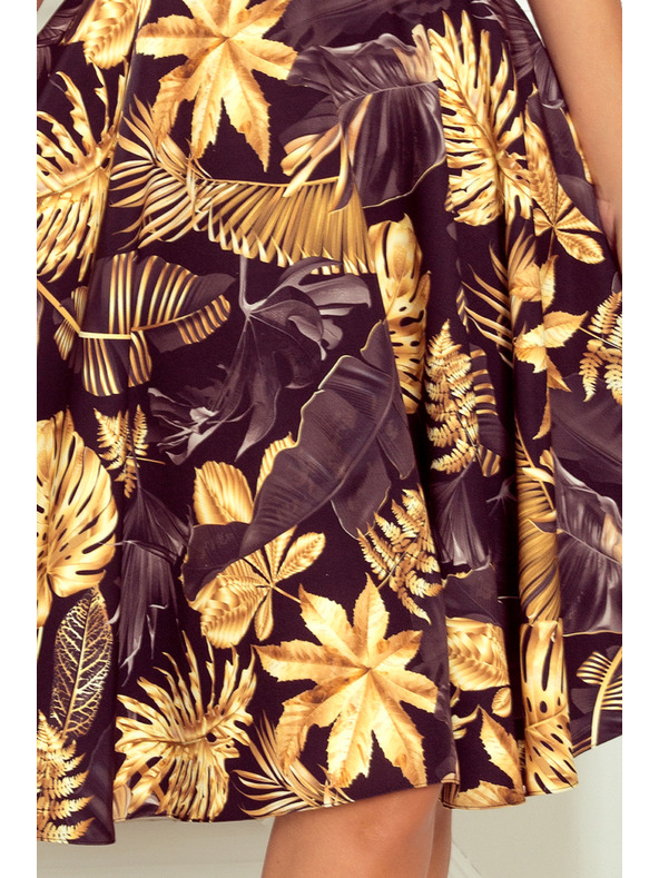 numoco Obleka s sladkim izrezom - zlati listi Numoco