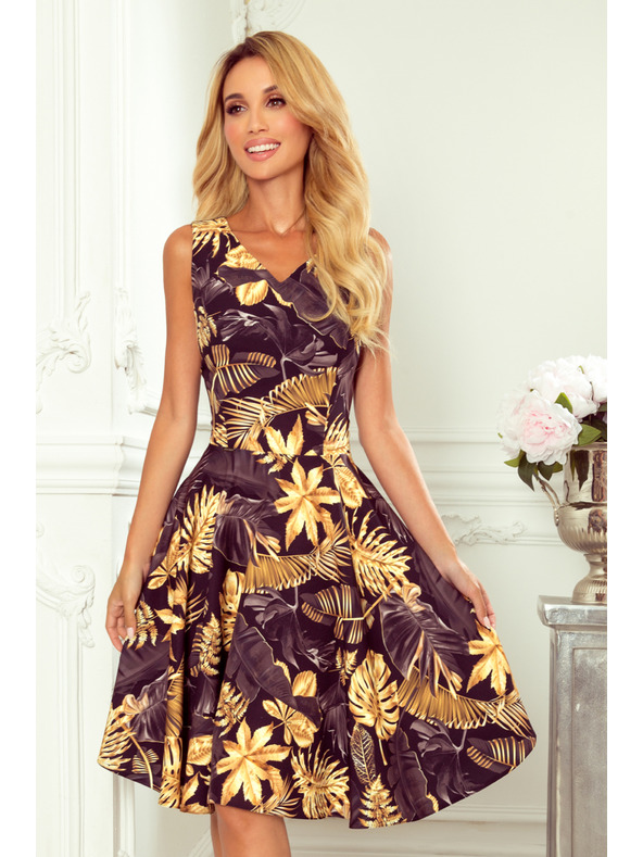 numoco Obleka s sladkim izrezom - zlati listi Numoco