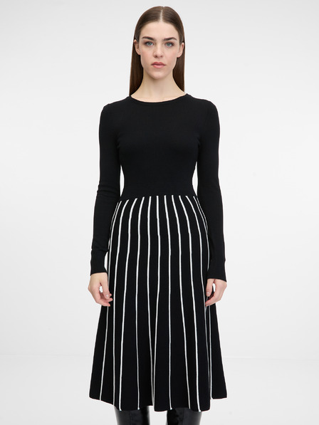 Orsay Črna ženska obleka do kolen ORSAY