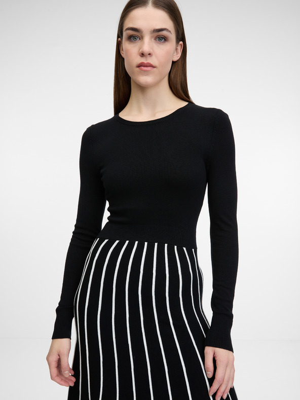 Orsay Črna ženska obleka do kolen ORSAY