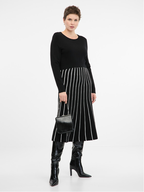 Orsay Črna ženska obleka do kolen ORSAY