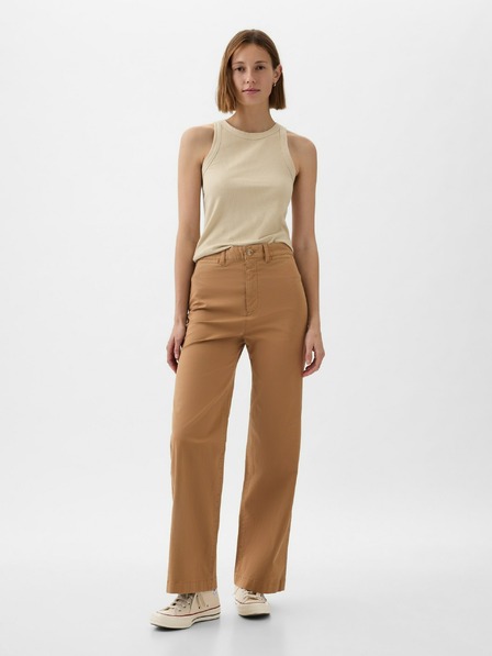 GAP Khaki hlače High Stride wide-leg gleženjske GAP