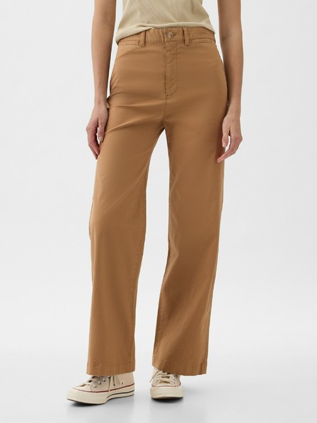 GAP Khaki hlače High Stride wide-leg gleženjske GAP