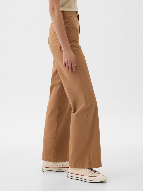 GAP Khaki hlače High Stride wide-leg gleženjske GAP