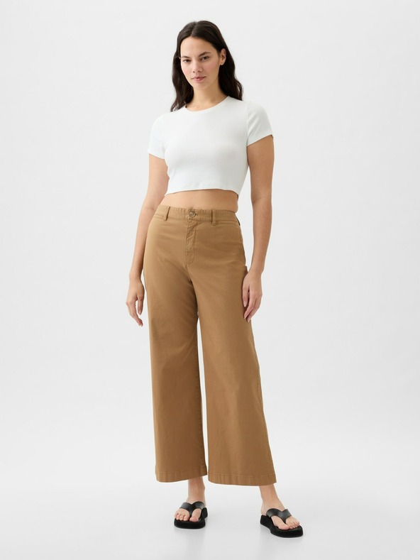 GAP Khaki hlače High Stride wide-leg gleženjske GAP