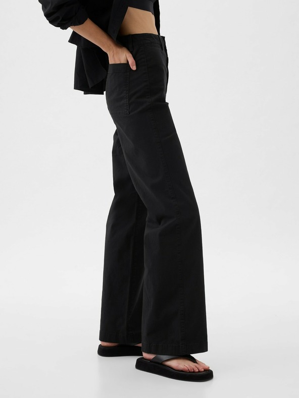 GAP Khaki hlače High Stride wide-leg gleženjske GAP