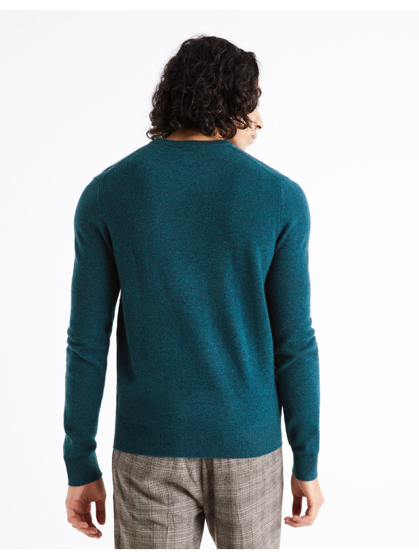 Celio Petrolejka Moški pulover iz merino volne Celio Cenormal