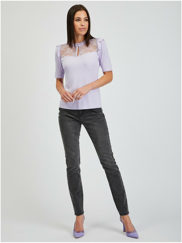Orsay Svetlo vijoličasta ženska majica s čipko ORSAY