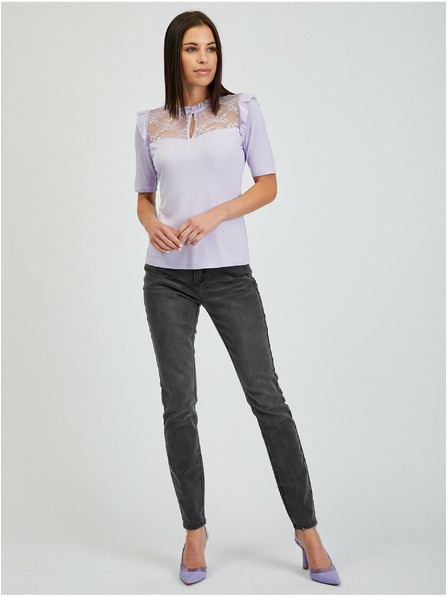 Orsay Svetlo vijoličasta ženska majica s čipko ORSAY