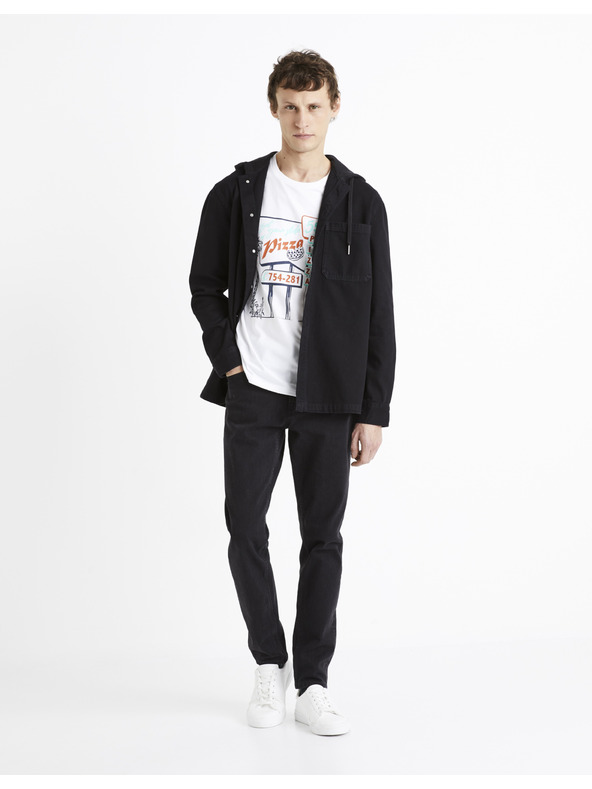 Celio Črna moška džins majica s kapuco Celio Dadenim