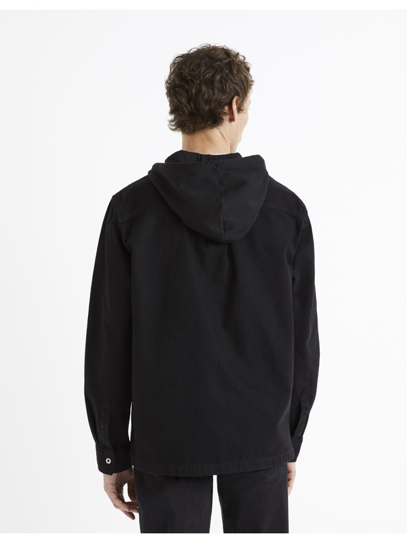 Celio Črna moška džins majica s kapuco Celio Dadenim