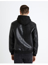 Celio Črna moška usnjena jakna s kapuco Celio Fumati
