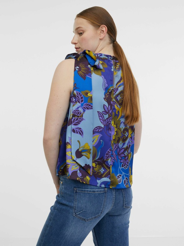 Orsay Modra ženska vzorčasta satenasta bluza ORSAY