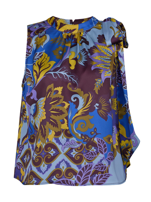 Orsay Modra ženska vzorčasta satenasta bluza ORSAY