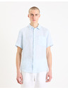 Celio Svetlomodra moška črtasta lanena srajca Celio Damarlin