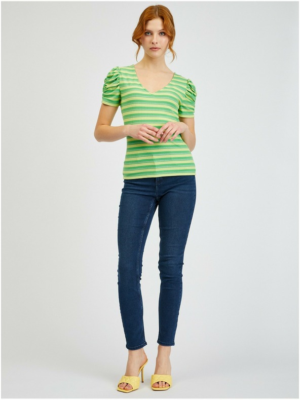 Orsay Rumeno-zelena ženska črtasta majica ORSAY