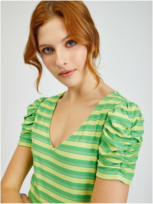 Orsay Rumeno-zelena ženska črtasta majica ORSAY
