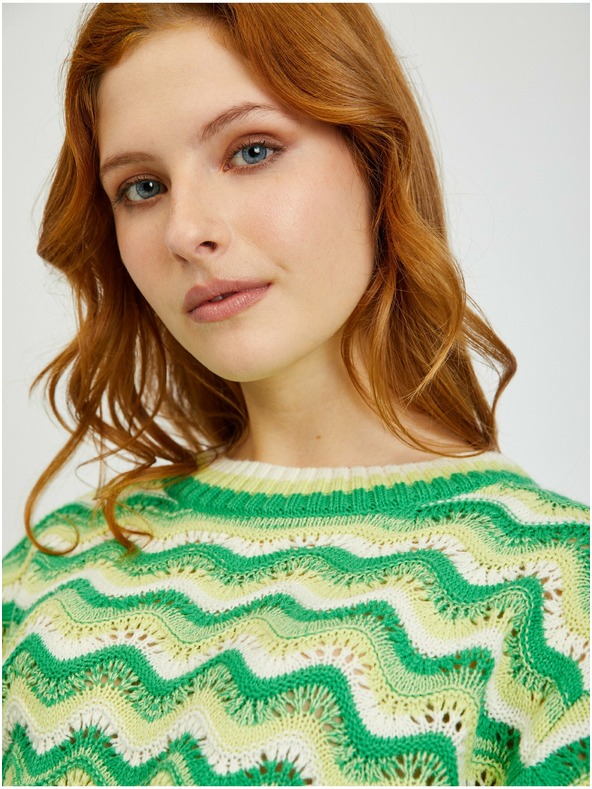 Orsay Rumeno-zelen ženski črtast pulover ORSAY