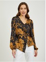 Orsay Rjavo-črna ženska satenasta cvetlična bluza ORSAY