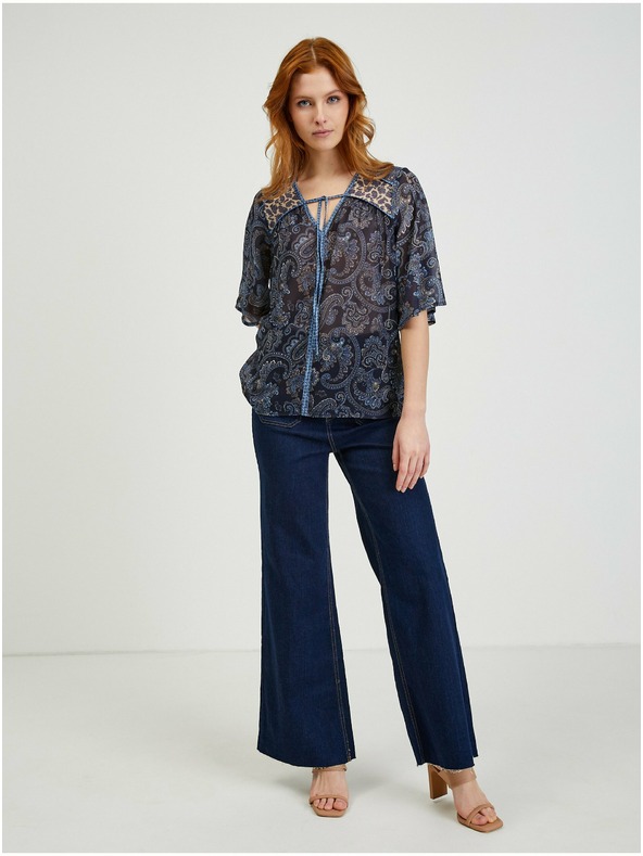 Orsay Temno modra ženska vzorčasta bluza ORSAY