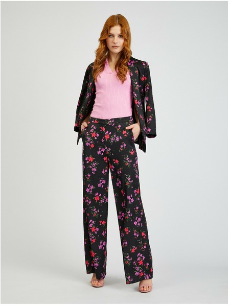 Orsay Črne ženske cvetlične široke hlače ORSAY
