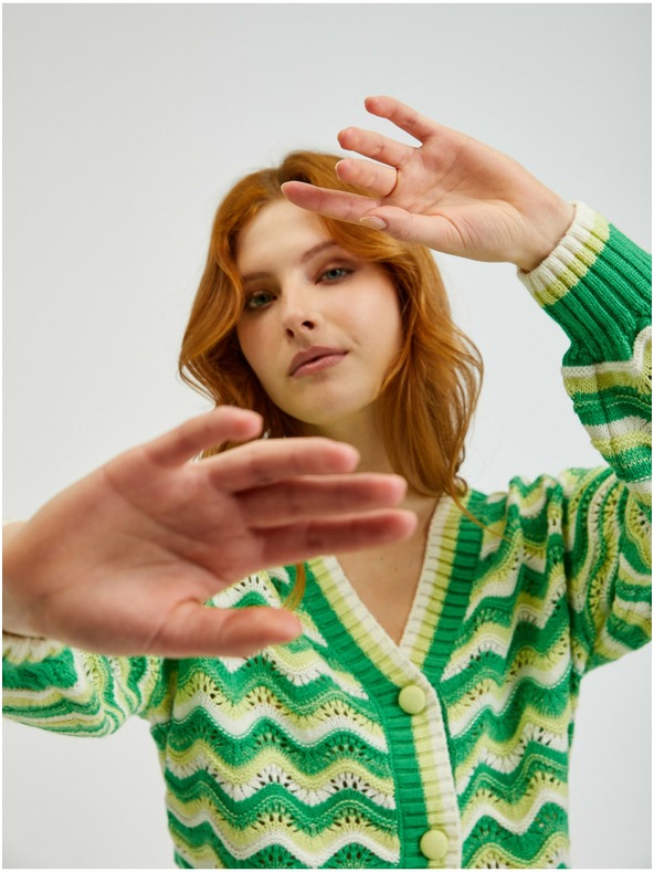 Orsay Zelen ženski črtast kardigan ORSAY