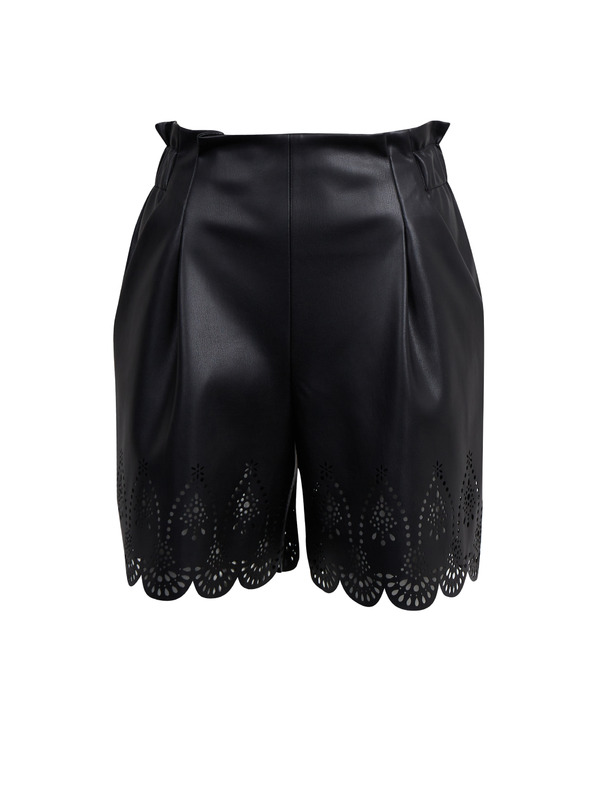 Orsay Črne ženske usnjene kratke hlače ORSAY
