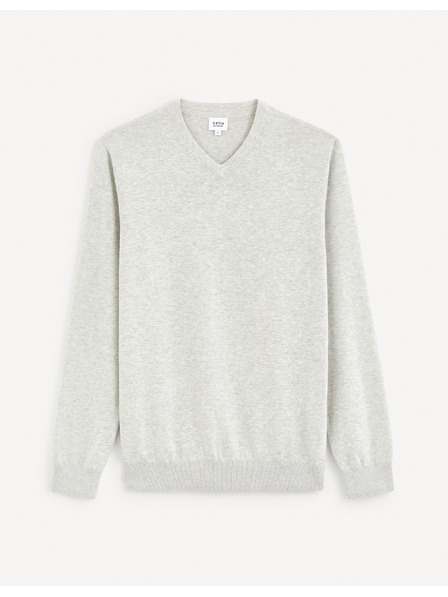 Celio Svetlo siv moški osnovni pulover Celio Decoton