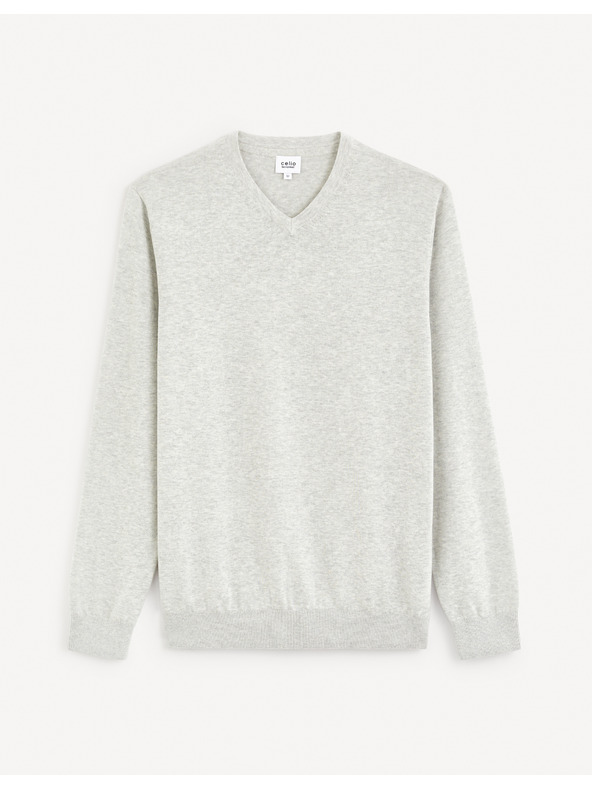 Celio Svetlo siv moški osnovni pulover Celio Decoton