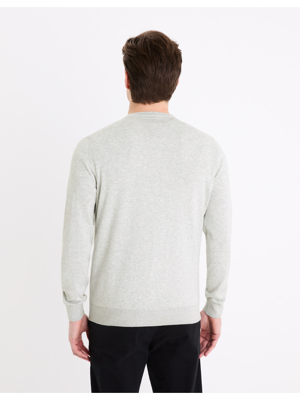 Celio Svetlo siv moški osnovni pulover Celio Decoton