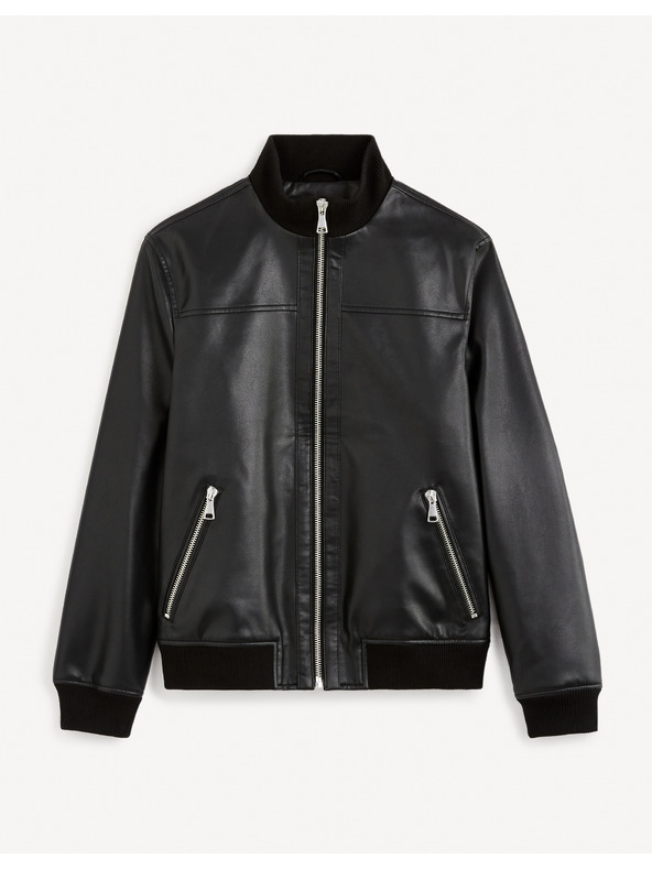 Celio Črna moška usnjena jakna Celio Gumati